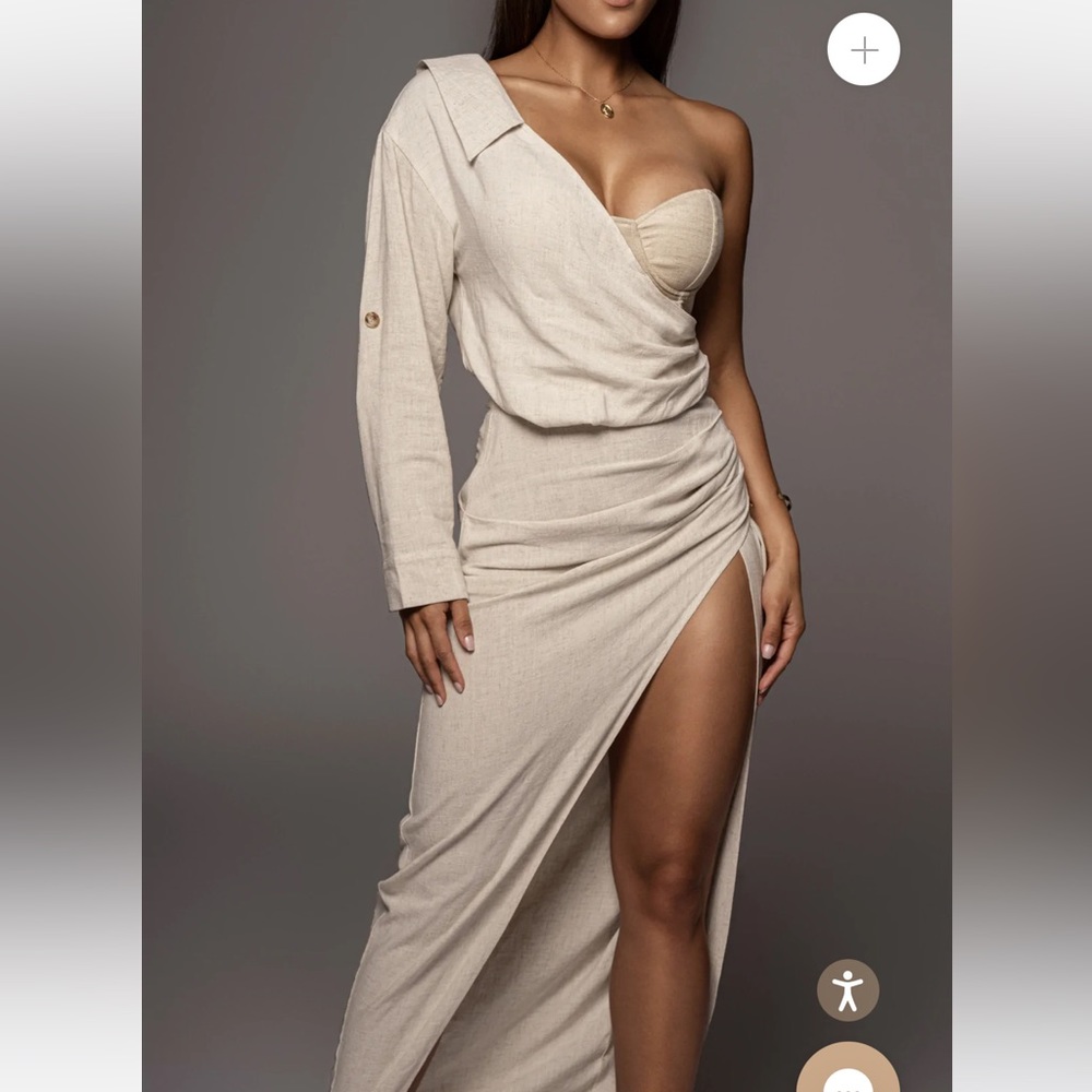 JLUXLABEL NATURAL EVITA LINEN DRAPED